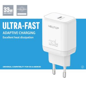 NEWTOP CM60 CARICATORE DA MURO PD 33W CON CAVO TYPE-C/ LIGHTNING