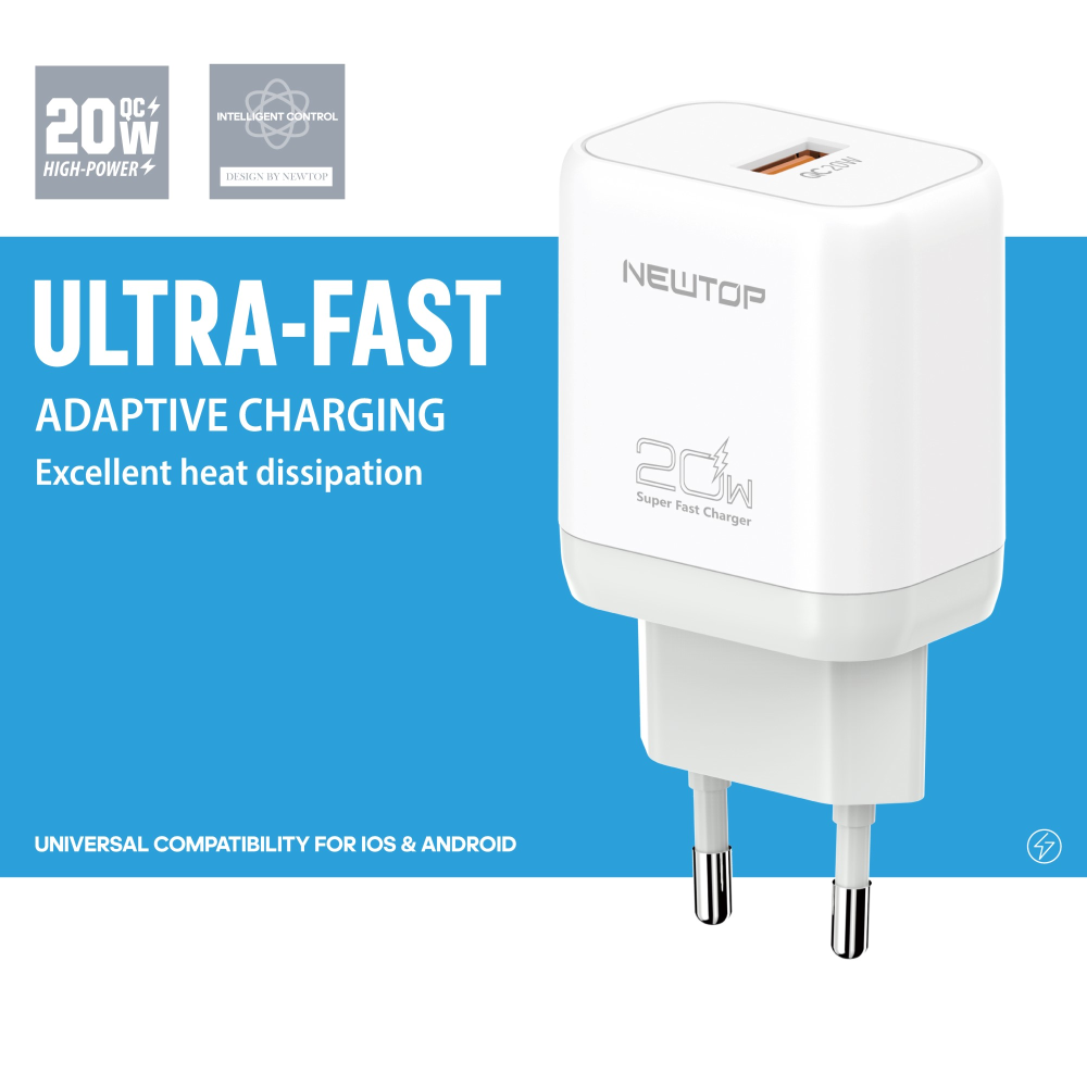 NEWTOP CM71 CARICATORE DA MURO QC 3.0 20W