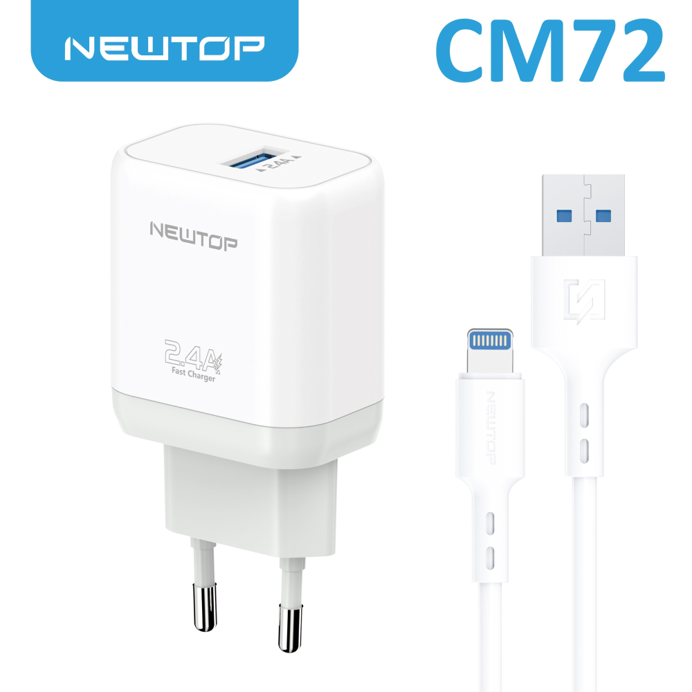NEWTOP CM72 CARICATORE DA MURO 1USB 12W 2.4A CON CAVO USB/ LIGHTNING