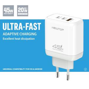 NEWTOP CM74 CARICATORE DA MURO USB-A + 2C 45W