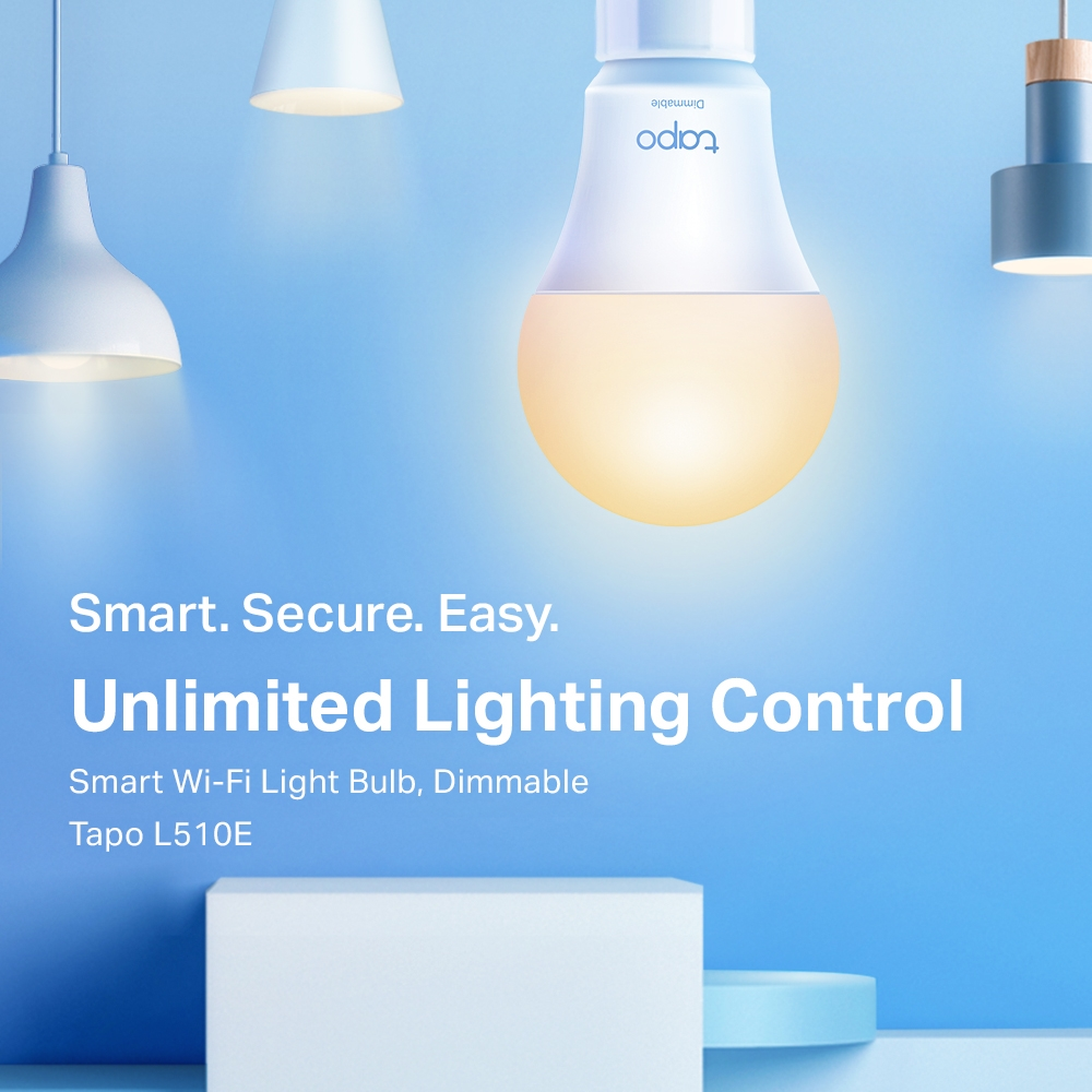 TAPO L510E   Lampadina LED Smart Wi-Fi con luce dimmerabile 2700KOMCLOUD Lampadina Wi-FI RGB + Bianco CCT E27 dimmerabile EE-11WE27