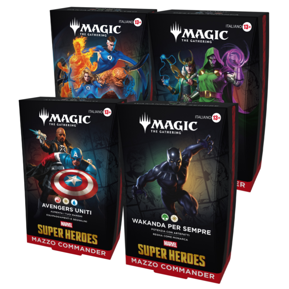 MAGIC THE GATHERING BOX COMMANDER DECK - MARVEL SUPER HEROES (4 MAZZI) - ITA 26/06/2026