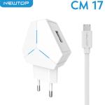 NEWTOP CM17 3 LED 2.1A 2USB CHARGER CON CAVO MICRO USB