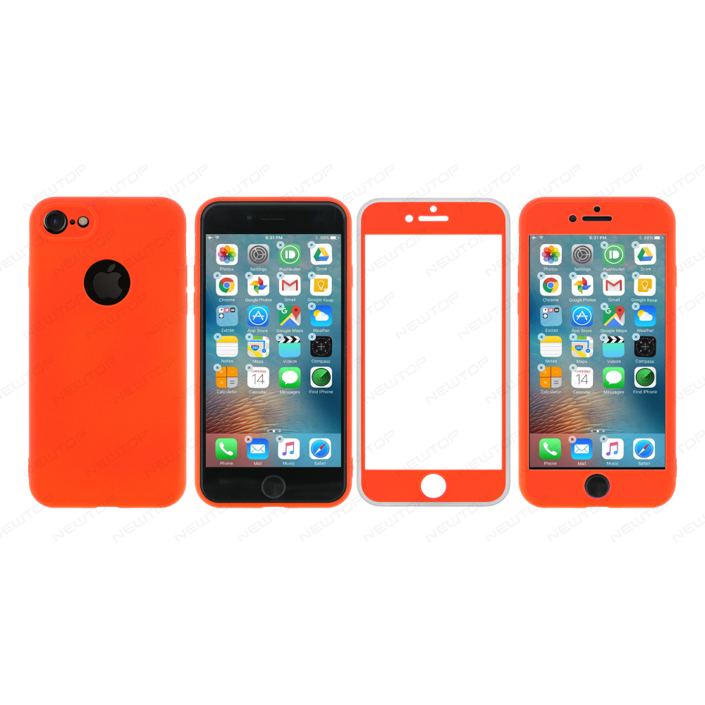 360 2 IN 1 TPU SOFT COVER IPHONE 7 - 8 (APPLE - Iphone 7 - 8 - SE 2020 - Arancione)
