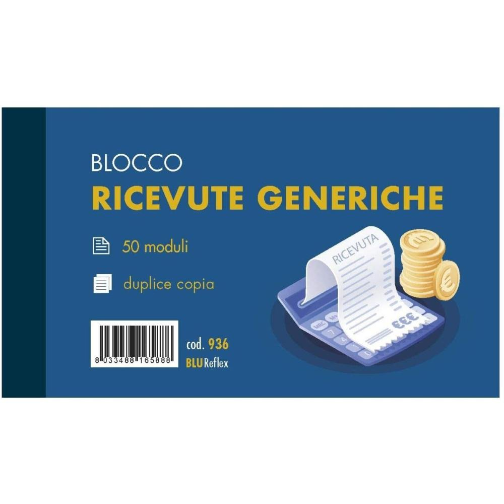 Prodotto: 43407 - ART.936 BLUREFLEX RICEVUTE GENERICHE 50 MODULI 2 COPIE  10X17CM - Blureflex (Consumabili - Moduli e Ricevute)