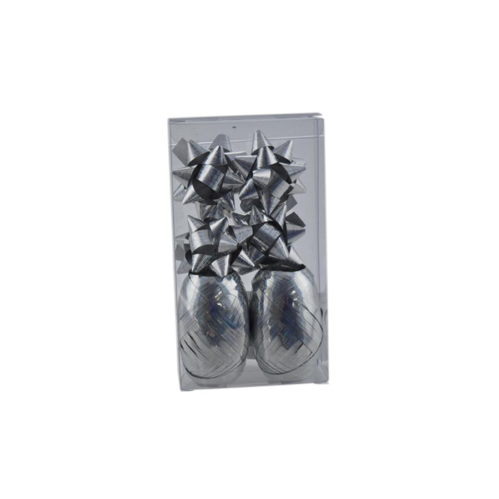 NATALUNA SET 4 COCCARDE+2 NASTRINI ARGENTO SL6-12