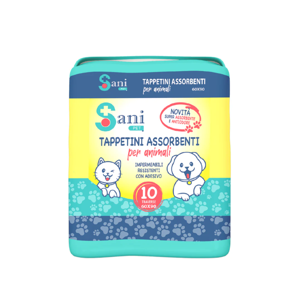 SANI PET - TRAVERSA ASSORBENTE  PER ANIMALI - 60X60 - 10PZ