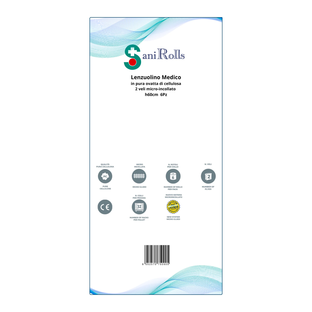 PREORDINE - SANI ROLLS - LENZUOLINO MEDICO IN PURA OVATTA DI CELLULOSA - 60X100