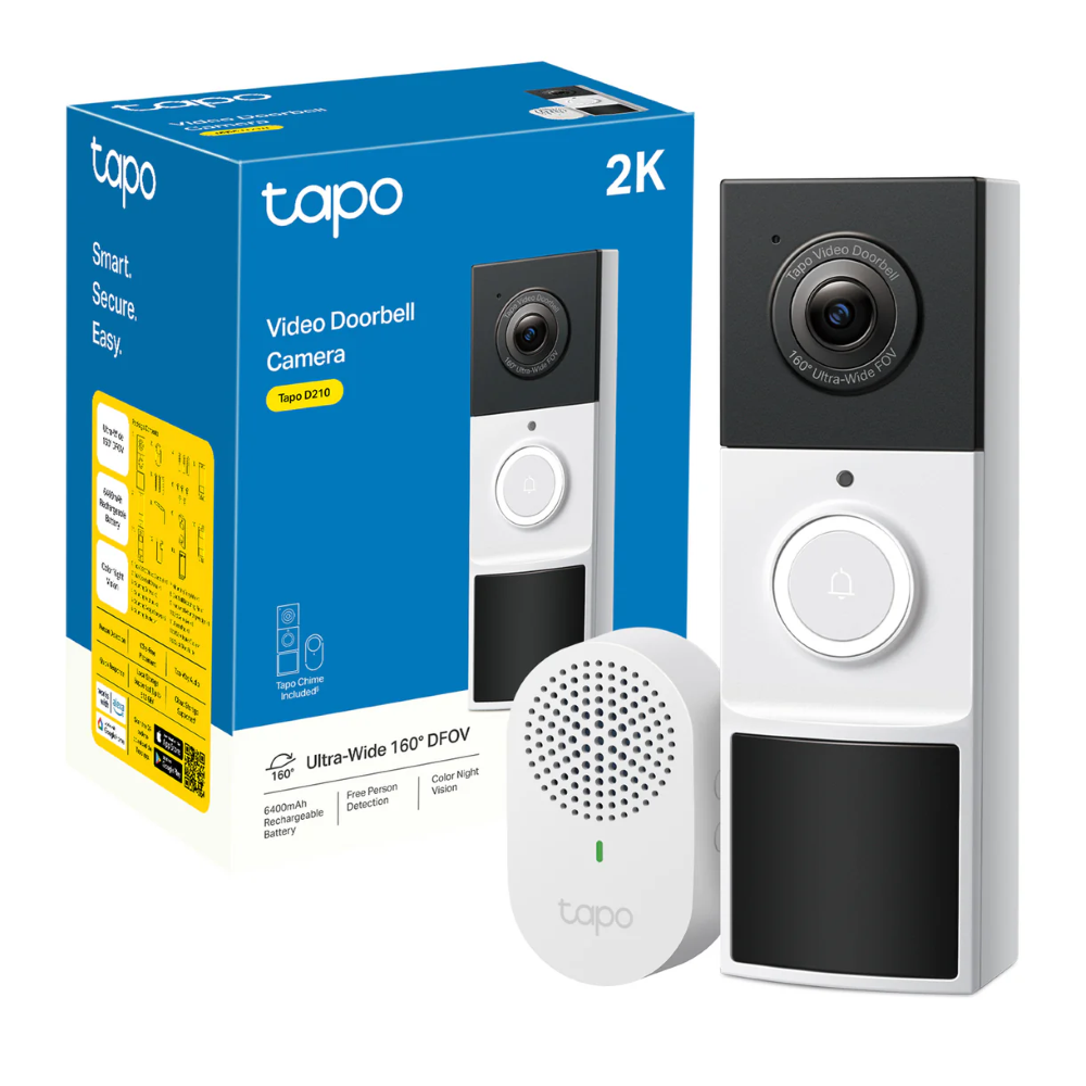 TAPO D210 - VIDEO CAMPANELLO 2K 3MP, VISIONE NOTTURNA A COLORIi, Batteria 6400mAh