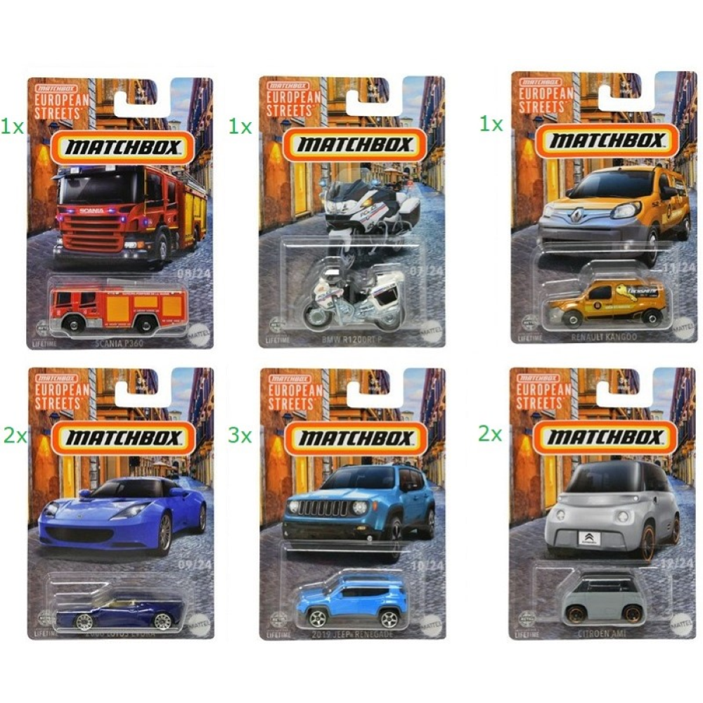 Matchbox European Streets Die-Cast veicoli assortitis 10,5x16cm