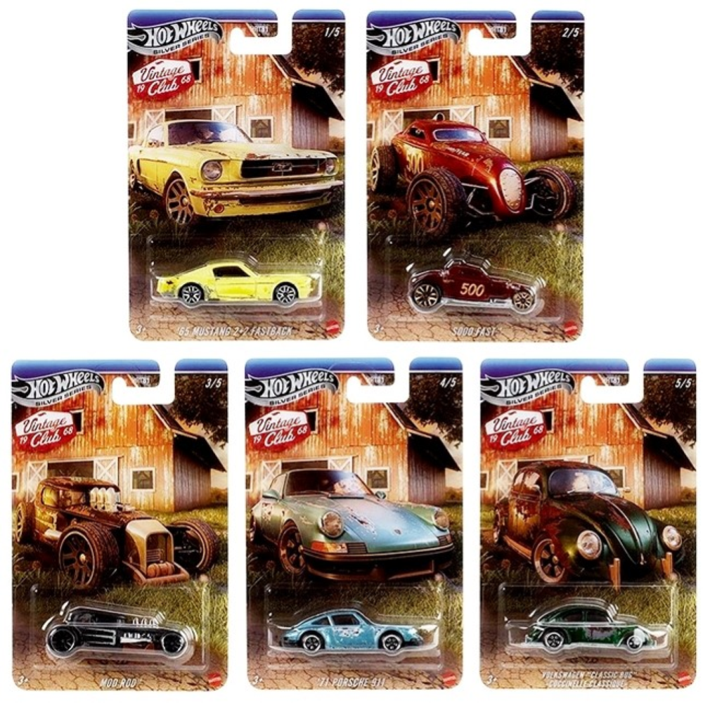 Hot Wheels Vintage Club 1968 Silver Series 1:64 5 assortitis 11x16,5cm