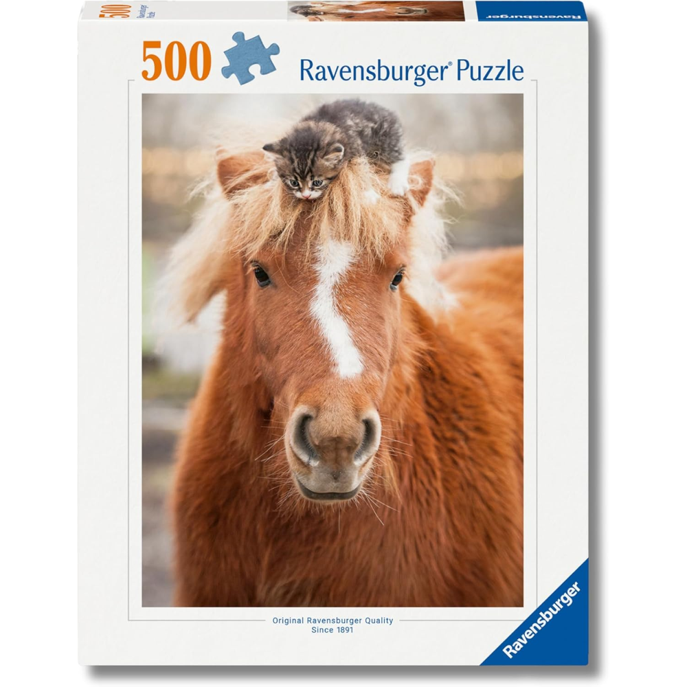 Ravensburger Puzzle 500 PC - Puppies Collection: gattino e cavallo