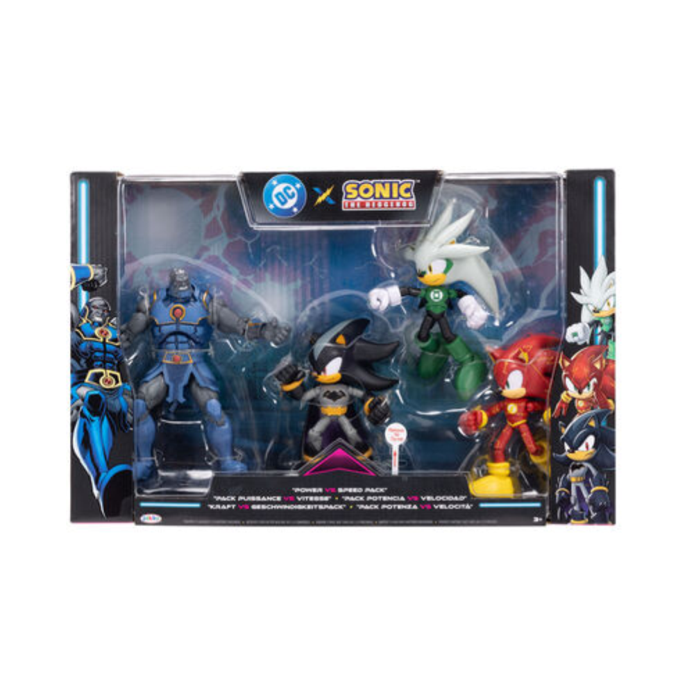 Jakks - DC X Sonic multipack 4 personaggi da 13 figure power (Sonic-Flash, Silver-Lanterna verde. Shadow-batman ) 429094