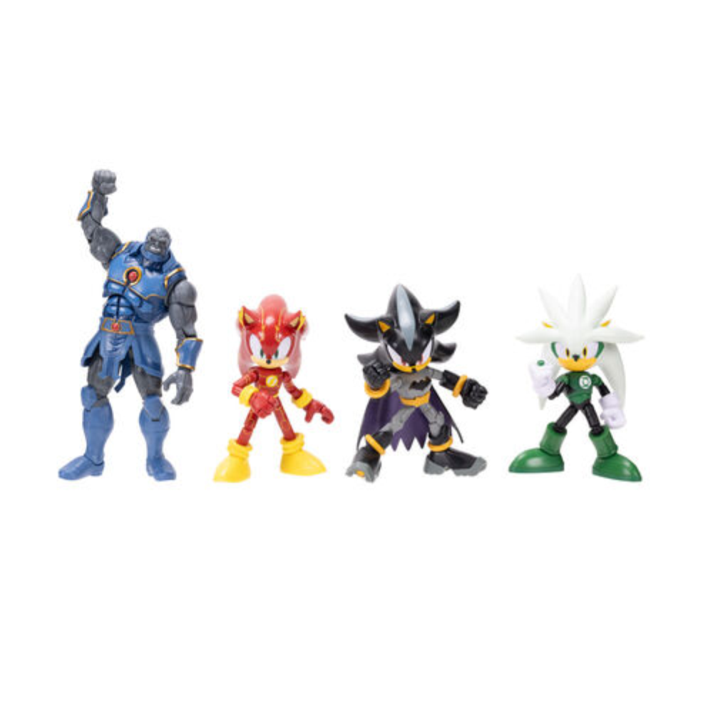 Jakks - DC X Sonic multipack 4 personaggi da 13 figure power (Sonic-Flash, Silver-Lanterna verde. Shadow-batman ) 429094
