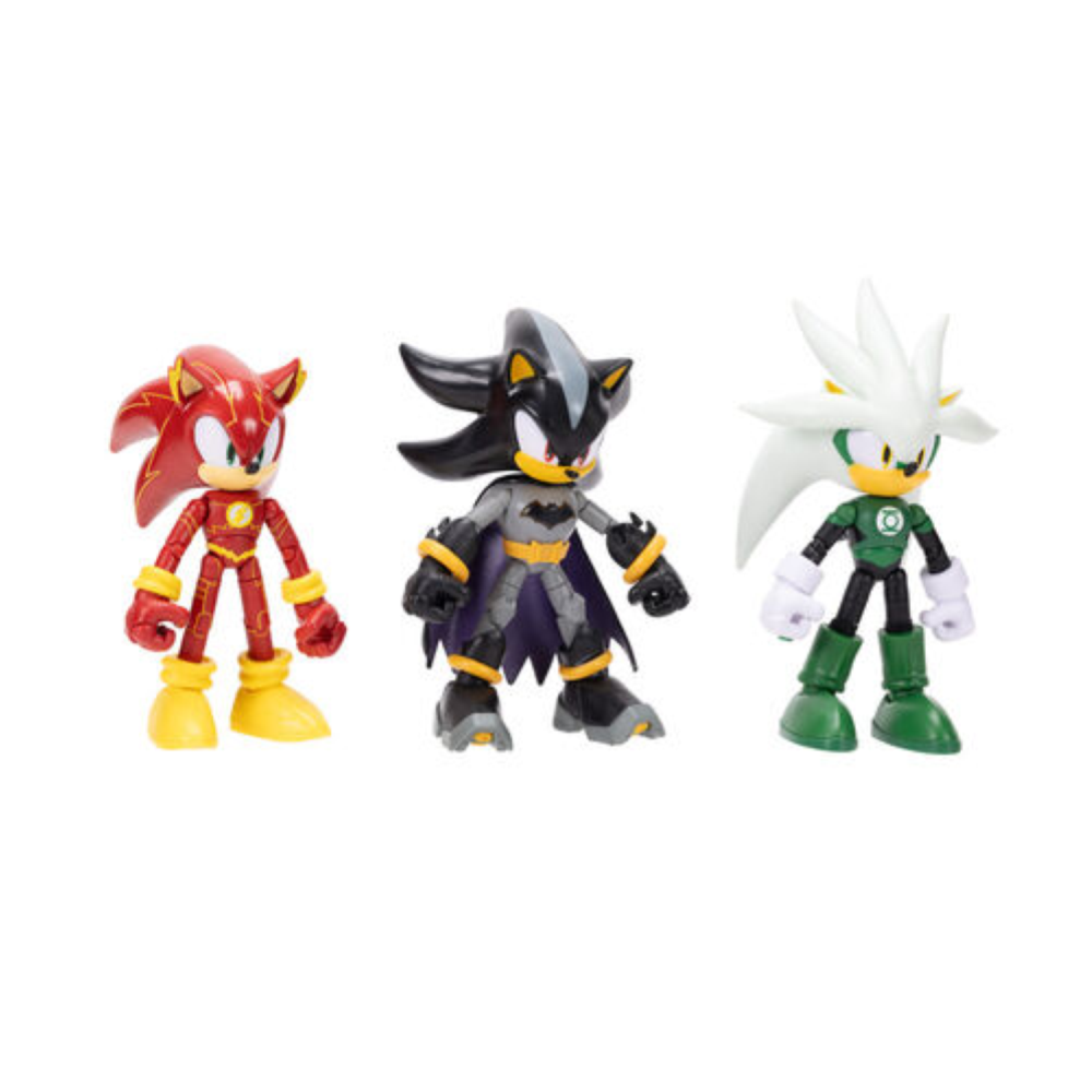 Jakks - DC X Sonic multipack 4 personaggi da 13 figure power (Sonic-Flash, Silver-Lanterna verde. Shadow-batman ) 429094
