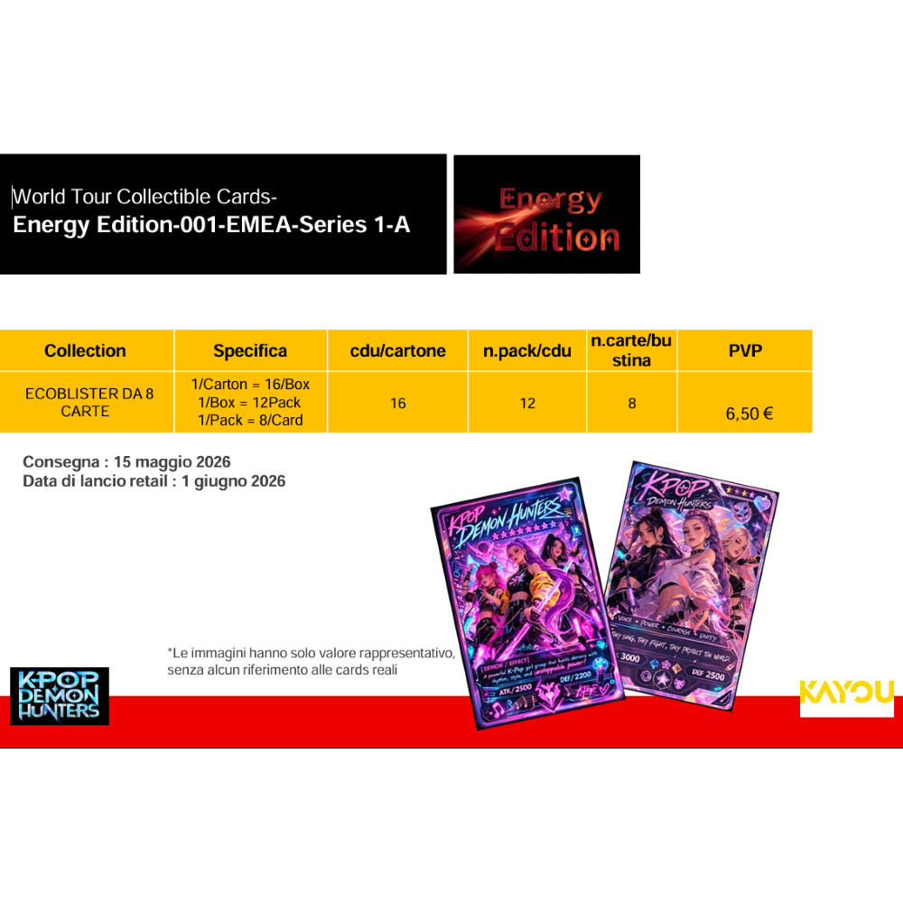 PREORDINE KAYOU - KPOP DEMON HUNTERS - BUSTA DA 8 CARTE ENERGY EDITION 01/06/2026