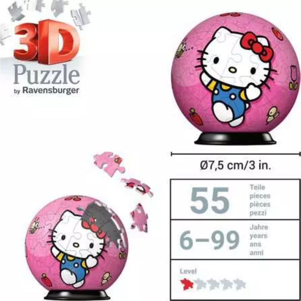 Ravensburger Puzzle 3D - Puzzleball 54 pc   Hello Kitty /  Kuromi /  Cinnamonroll