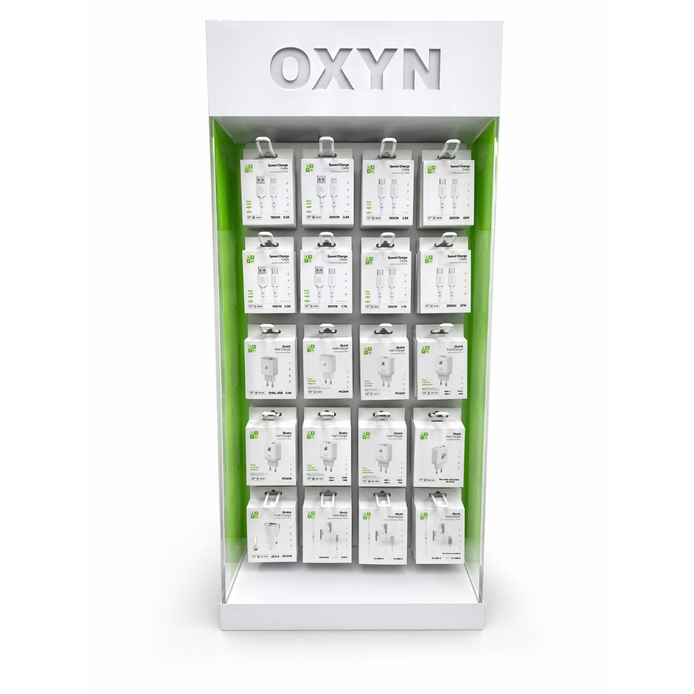 BUNDLE OXYN ESPOSITORE RETRO ILLUMINATO ACCESSORI DA BANCO IN PLEXIGLASS 5X4