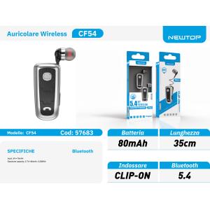 NEWTOP CF54 AURICOLARE RETRATTILE CON CLIP WIRELESS PER SMARTPHONE