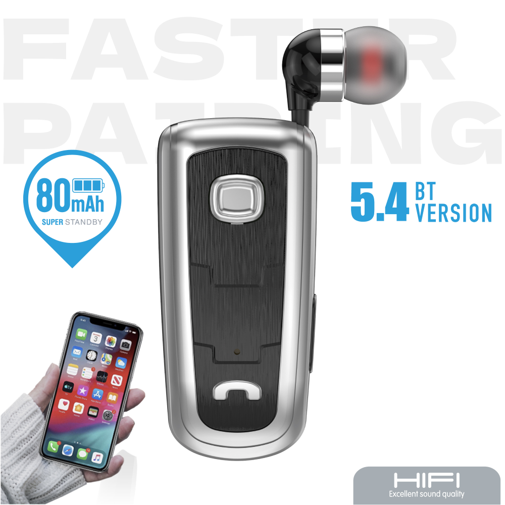 NEWTOP CF54 AURICOLARE RETRATTILE CON CLIP WIRELESS PER SMARTPHONE