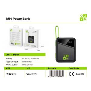 OXYN PB54 POWER BANK 5V/3A 10000MAH NERO