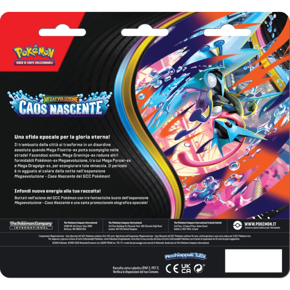 Pokemon - Blister 3 buste "M4 MEGAEVOLUZIONI CAOS NASCENTE" IT