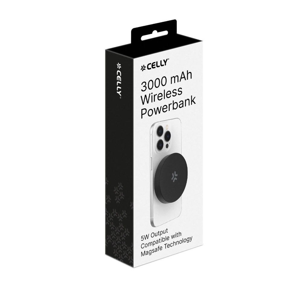 CELLY - 5W CIRCLE POWERBANK MAGSAFE 3000 MAH - BLACK