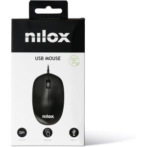 NILOX TECH - Mouse ottico, connessione USB-A, 1200DPI, 3 tasti, lunghezza cavo 1.5 mt