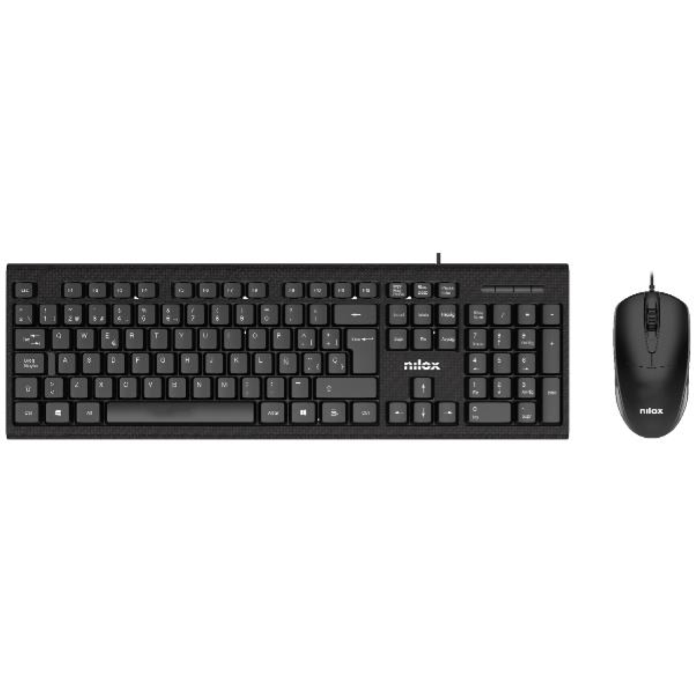 NILOX TECH - Kit Tastiera,  lunghezza cavo 1.5 mt + Mouse ottico, 1200DPI,  USB-A, lunghezza cavo 1.5 mt, 3 tasti