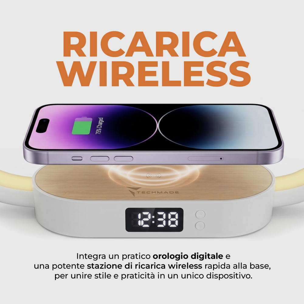 TECHMADE OROLOGIO DIGITALE RICARICA WIRELESS 15W BAMBO