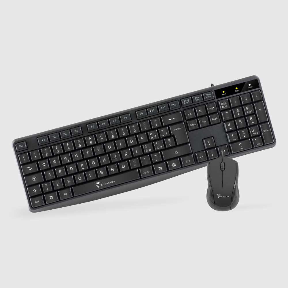 TECHMADE TASTIERA CON FILO USB TASTI GIALLI BIG FONT LAYOUT
