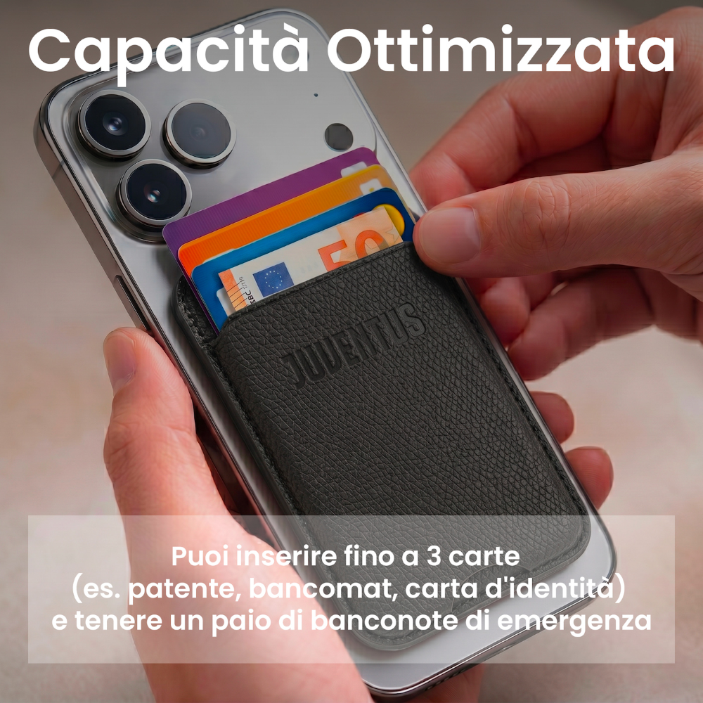 TECHMADE WALLET PORTACARTE MAGNETICO JUVENTUS CLASSIC BLACK