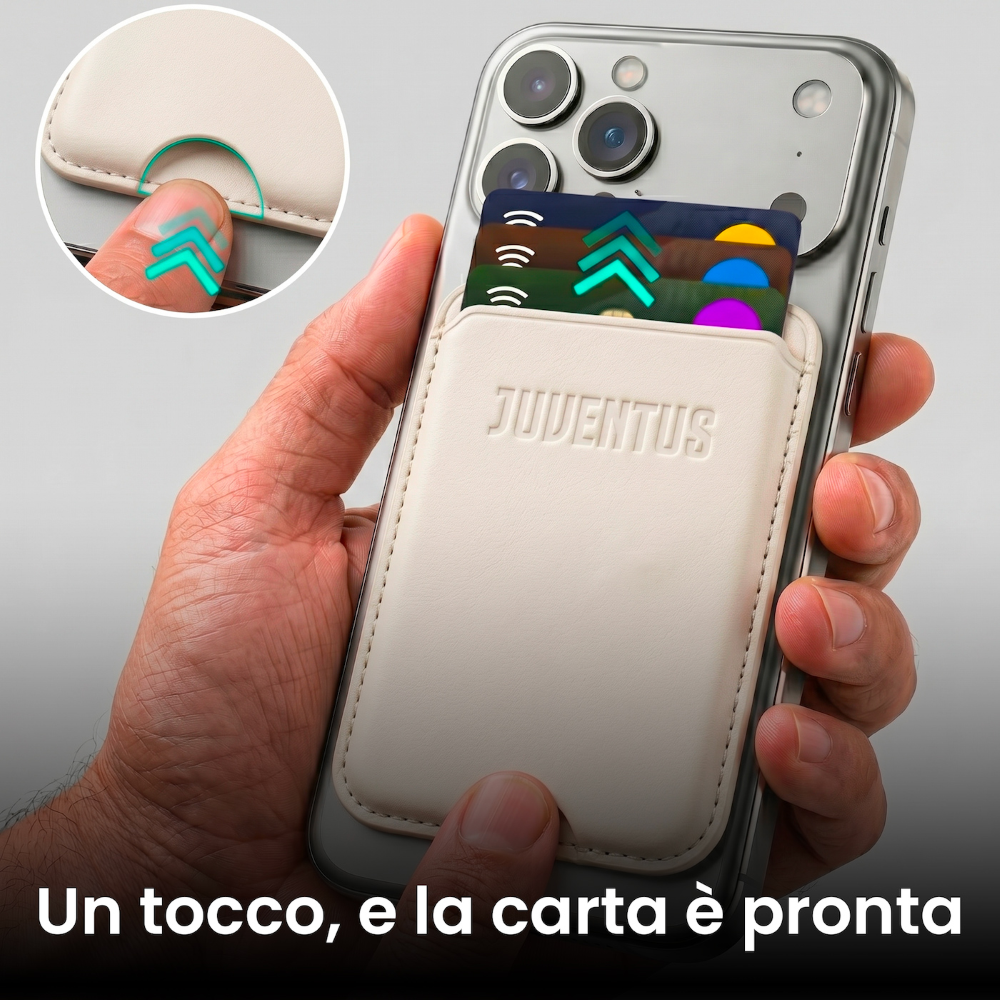 TECHMADE WALLET PORTACARTE MAGNETICO JUVENTUS CLASSIC WHITE