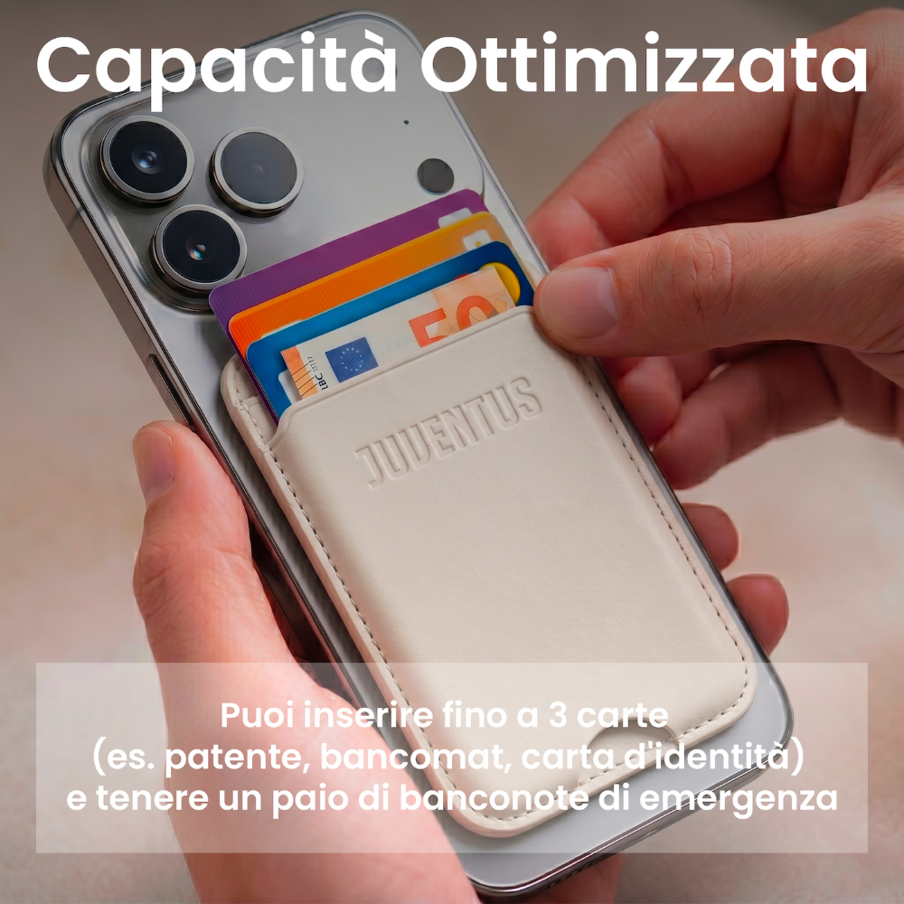 TECHMADE WALLET PORTACARTE MAGNETICO JUVENTUS CLASSIC WHITE