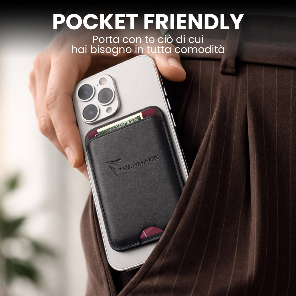 TECHMADE SMART WALLET SLIM DESIGN MAGNETIC 3 CARTE JEANS BLUE