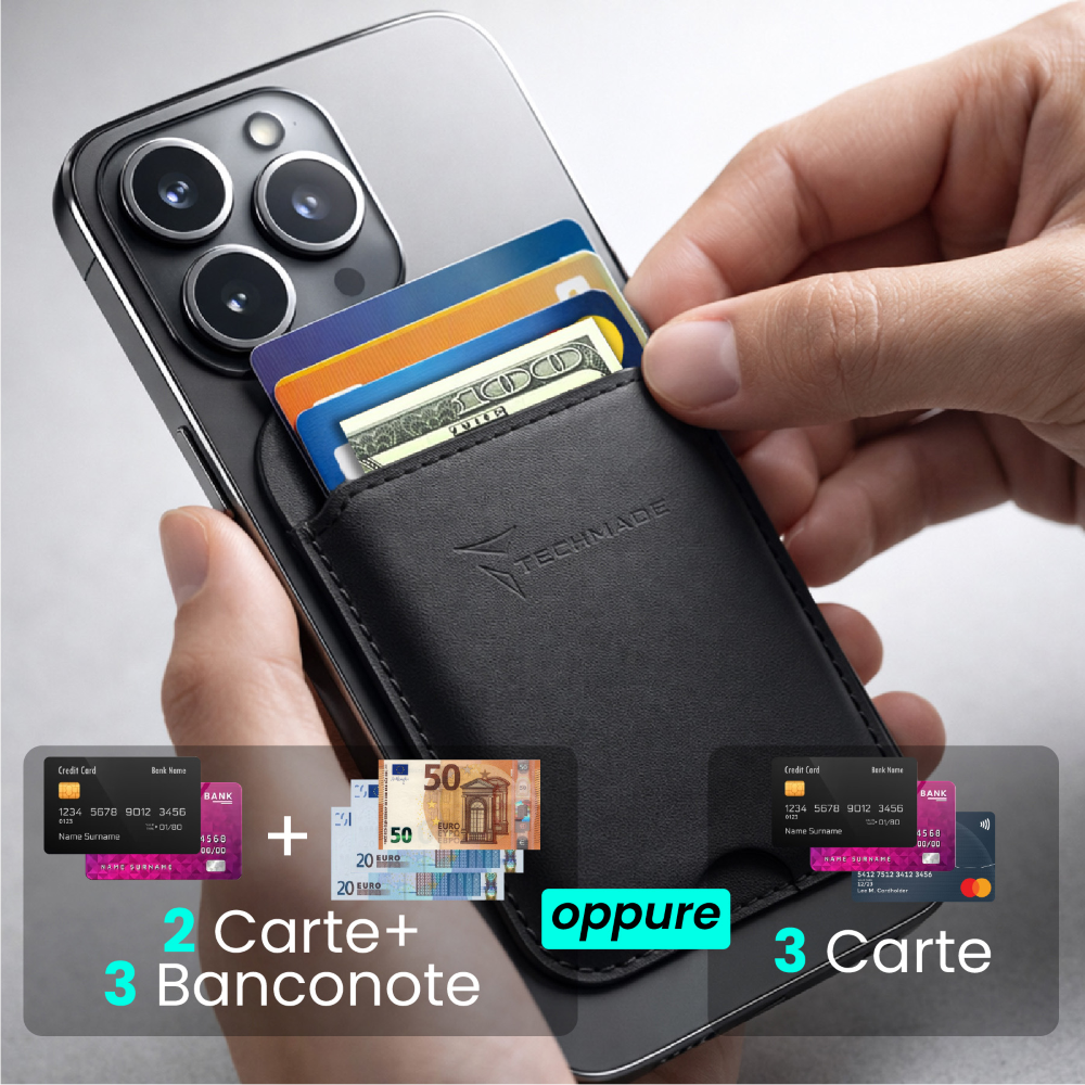 TECHMADE SMART WALLET SLIM DESIGN MAGNETIC 3 CARTE JEANS BLUE