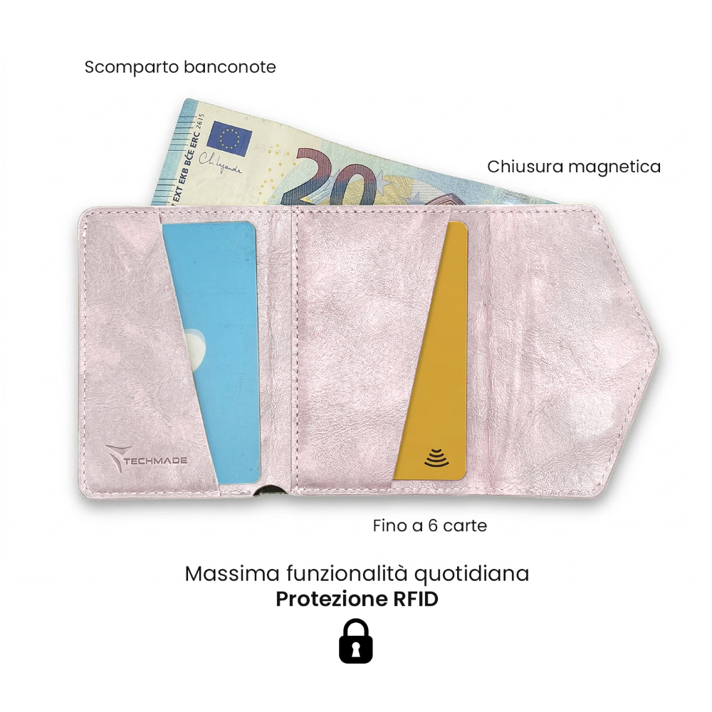 TECHMADE SMART WALLET PORTACARTE DARK PINK