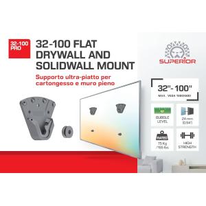 SUPERIOR  -  32-100 PRO Supporto ultra-piatto per cartongesso e muro pieno