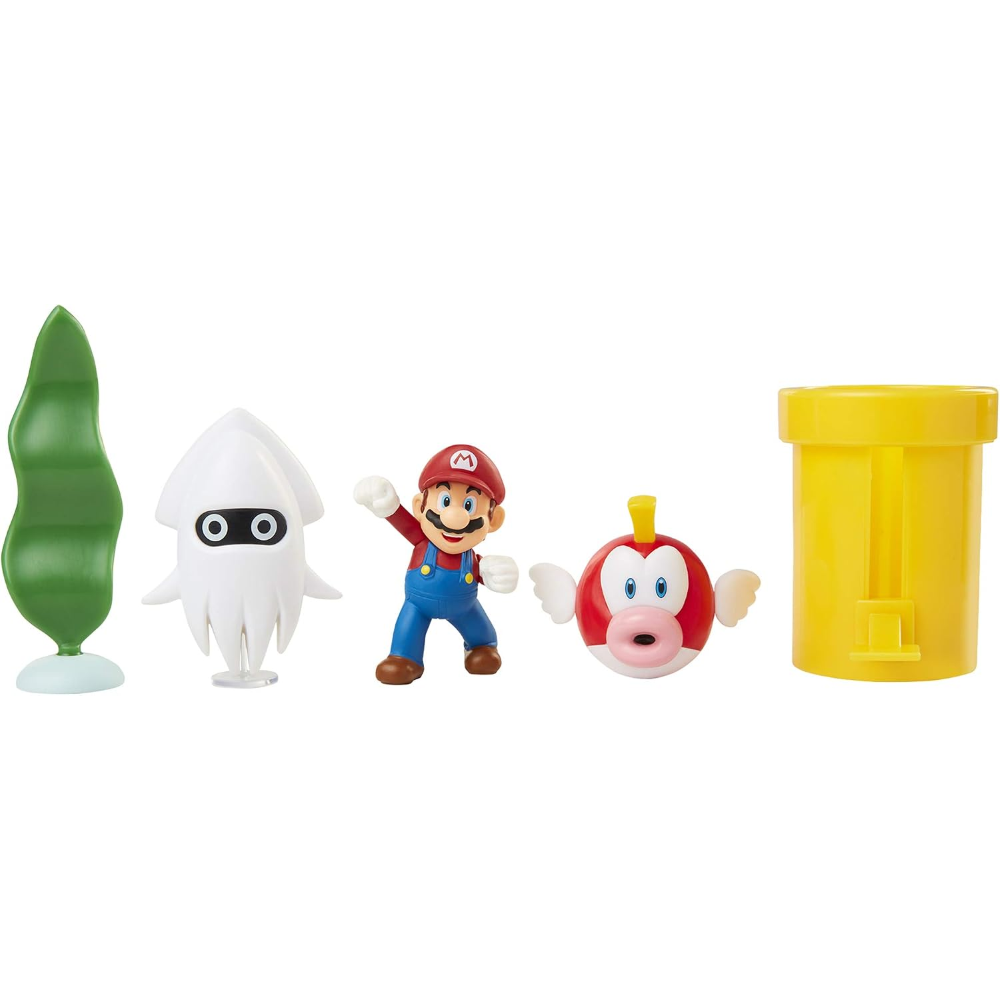 Jakks - Nintendo Super Mario assortimento diorama con personaggi articolati 6 cm (Acorn Plains, Underwater, Desert) 410044