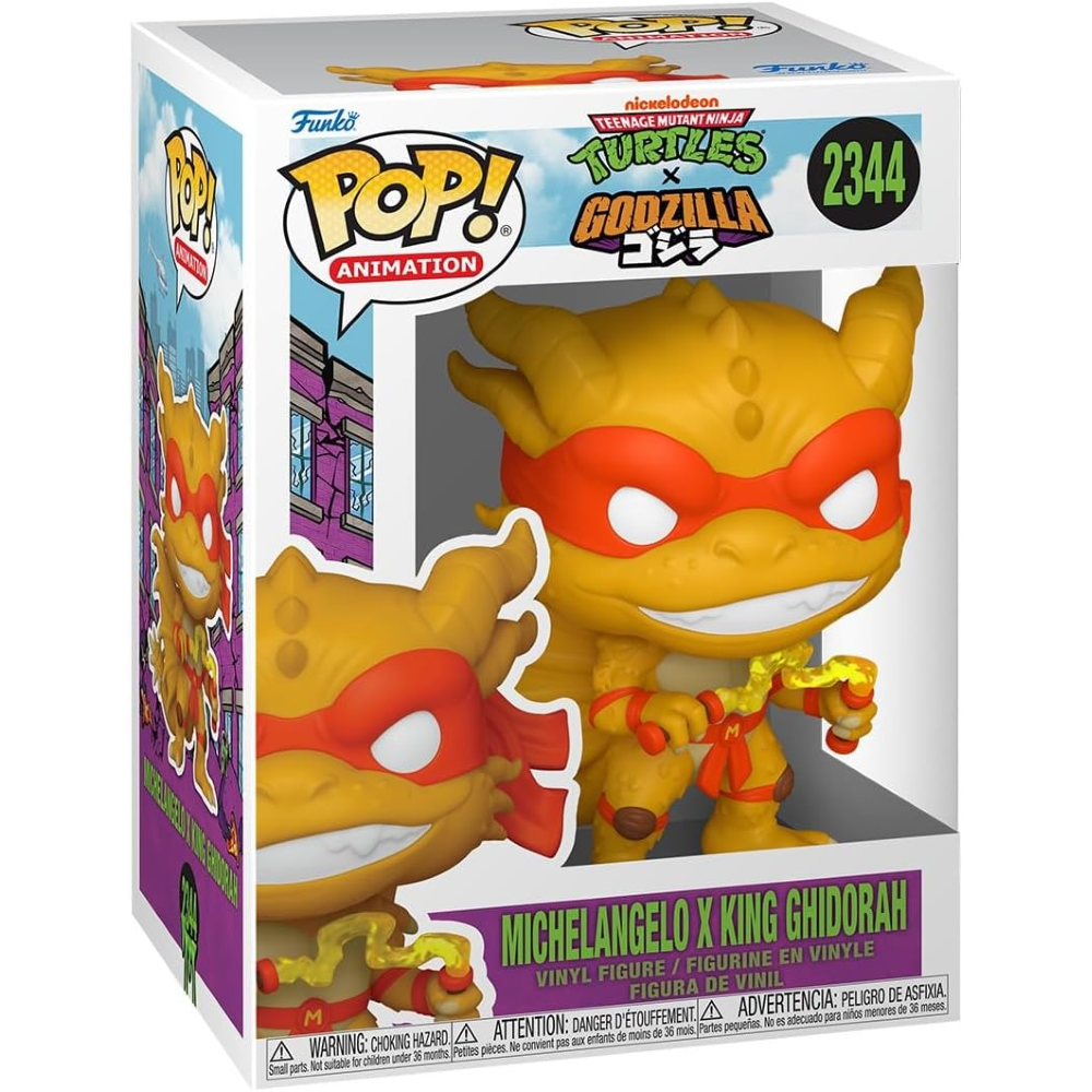 FUNKO POP GODZILLA x NINJA TURTLES - VINYL FIGURE 2344 MICHELANGELO X KING GHIDORAH 9CM 90586