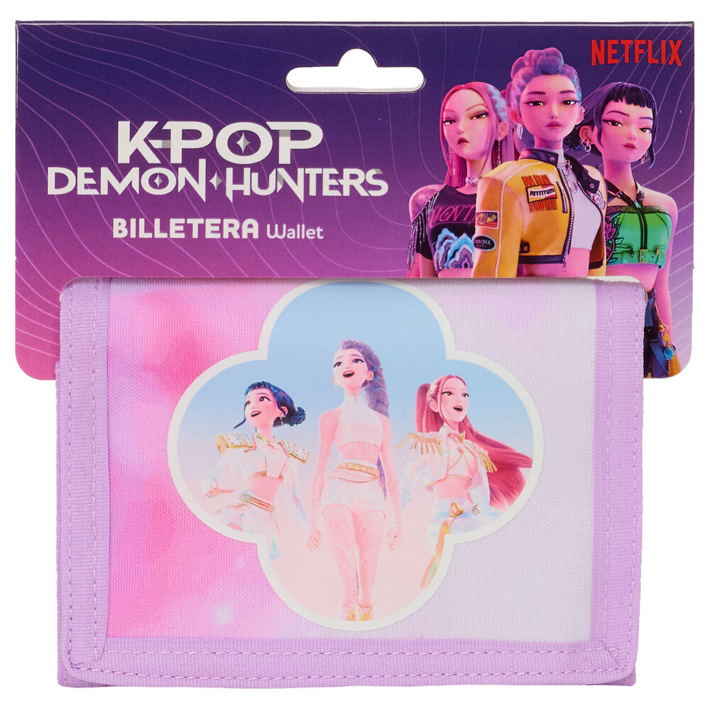 KPOP DEMON HUNTERS - PORTAFOGLI IN TELA CON CHIUSURA A STRAPPO AST. 