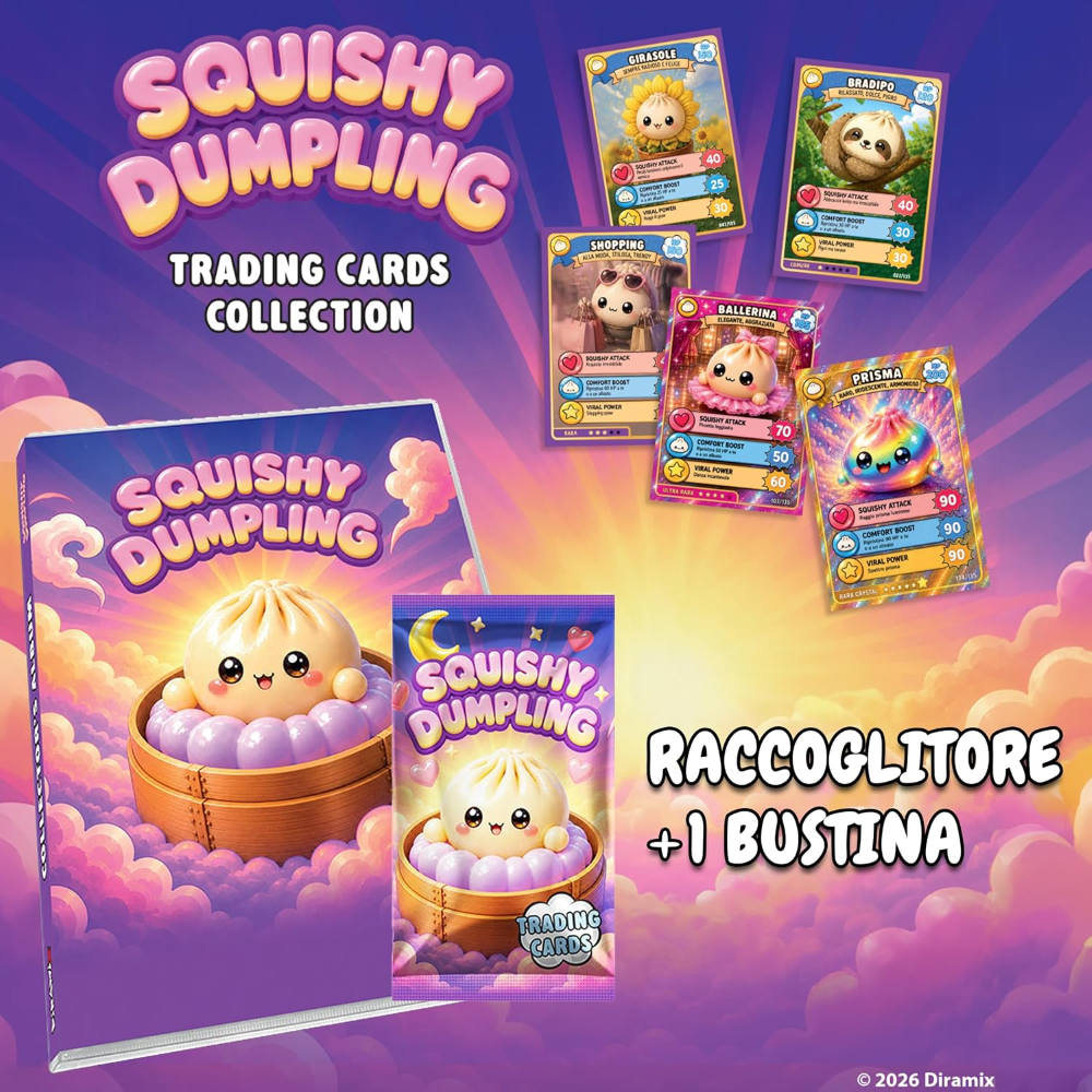 DIRAMIX - SQUISHY DUMPLING ALBUM - Raccoglitore + 1 bustina di card - OFFICIAL CARD COLLECTION - NO EDICOLA