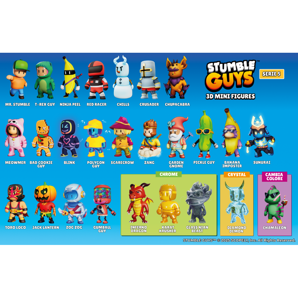 PREORDINE - DIRAMIX - MINI FIGURES - STRUMBLE GUYS 3D SERIE 5 - DISPLAY CON BLIND BAG NO EDICOLA  (SCAD. PREORD. 08.07.2026)