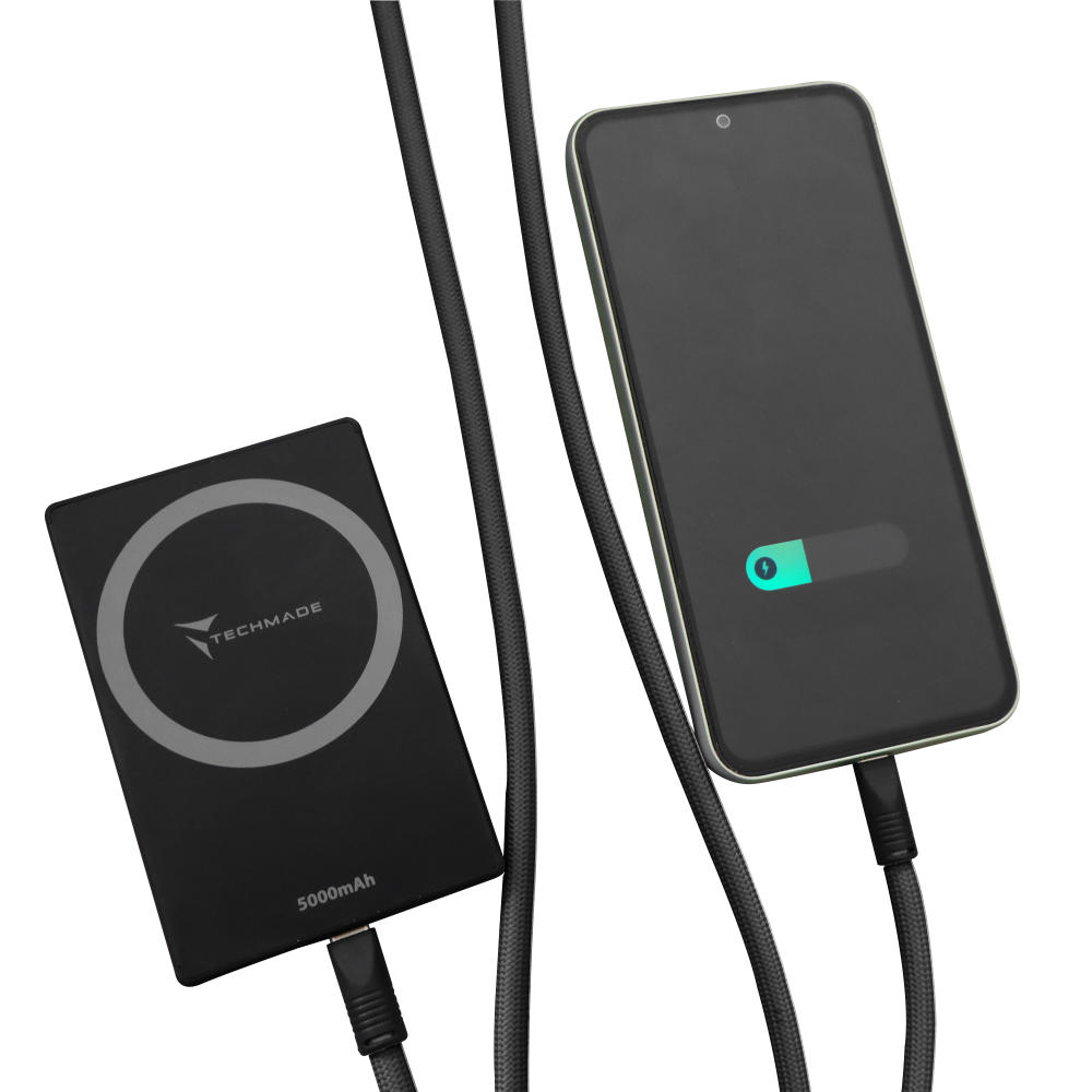 TECHMADE  - CAVO SMART 150 CM - NECKLACE - FAST CHARGING C TO C - BLACK