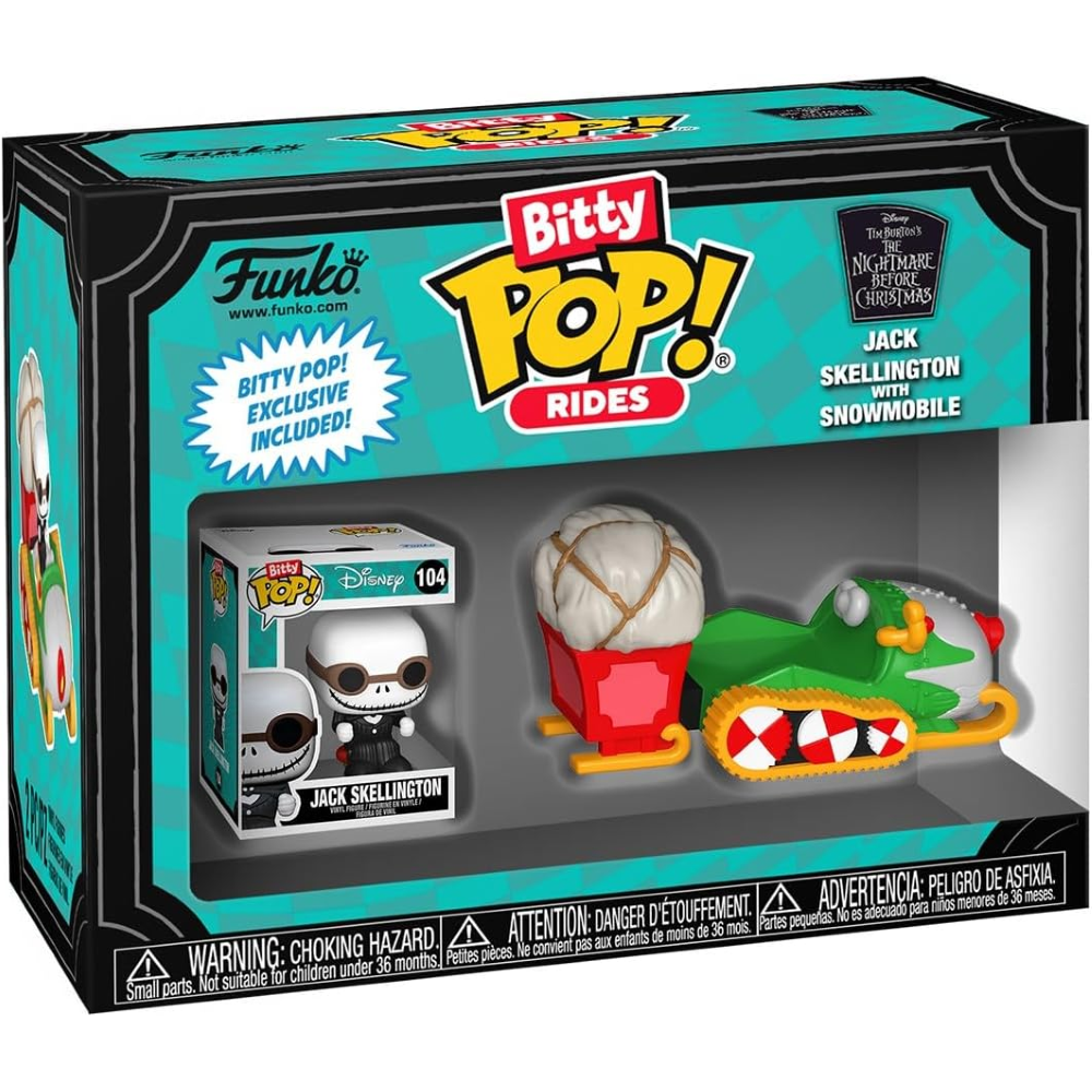 FUNKO POP BITTY RIDE The Nightmare Before Christmas - VINYL FIGURE - ck Skellington with Snowmobile IN RACECAR 