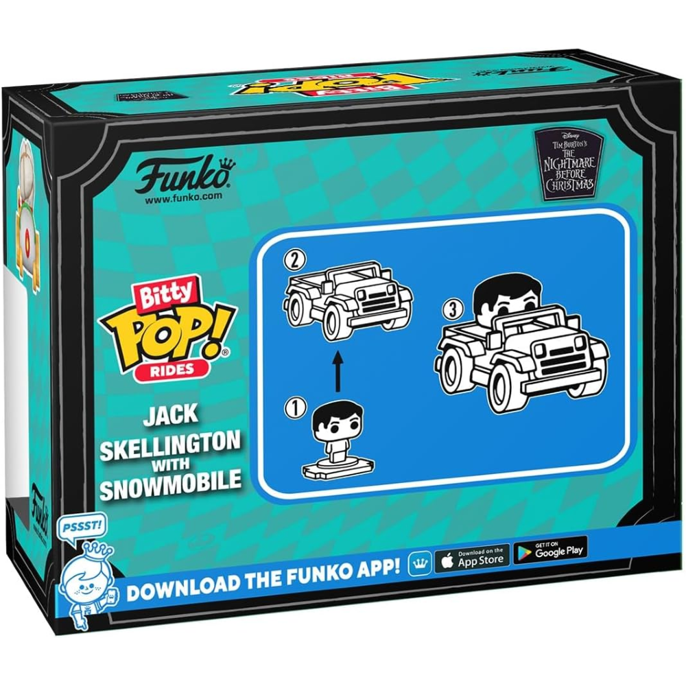 FUNKO POP BITTY RIDE The Nightmare Before Christmas - VINYL FIGURE - ck Skellington with Snowmobile IN RACECAR 