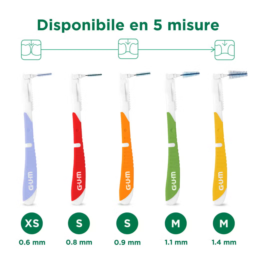 GUM - Scovolino interdentale BI-DIRECTION 0.9MM - 6 pezzi (1=1PZ)