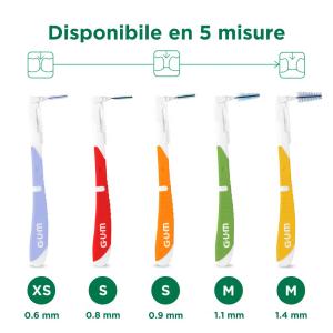 GUM - Scovolino interdentale BI-DIRECTION 0.9MM - 6 pezzi (1=1PZ)