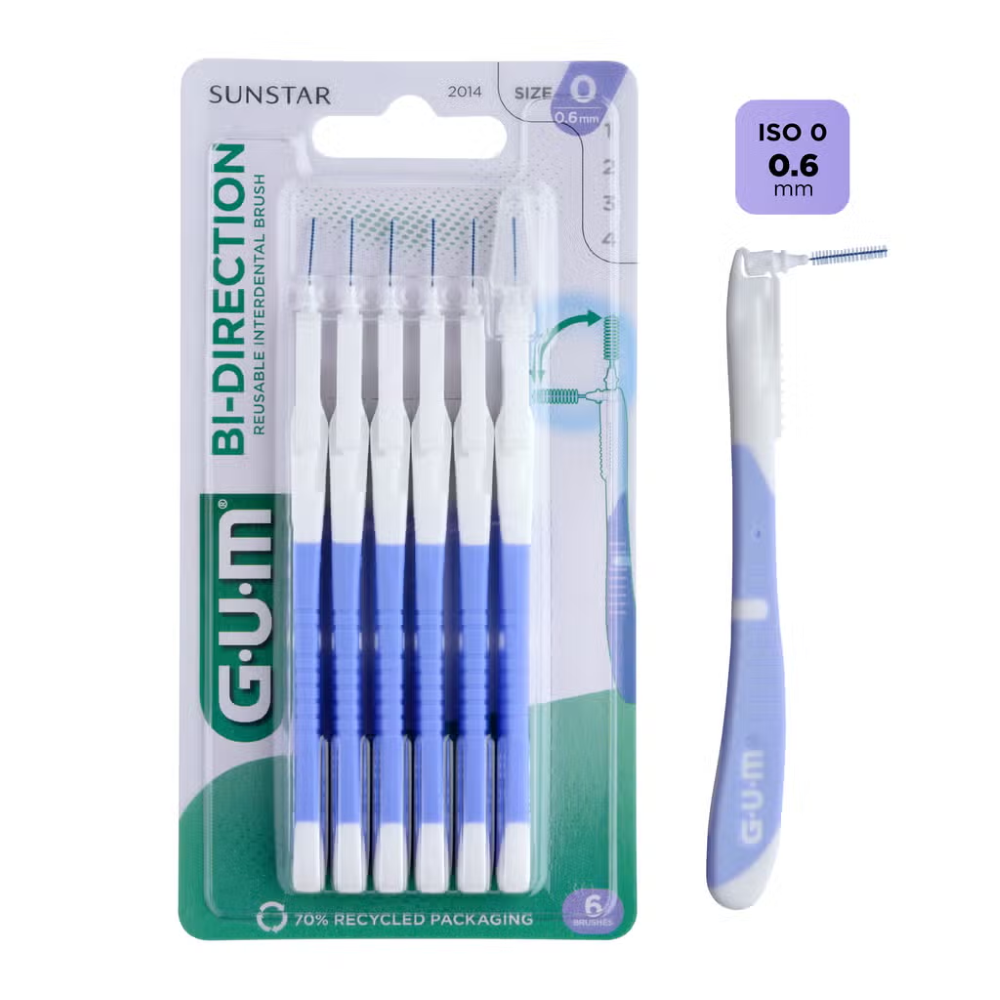 GUM - Scovolino interdentale in gomma - BI-DIRECTION - 1.2MM - 6 pezzi (1=1PZ)