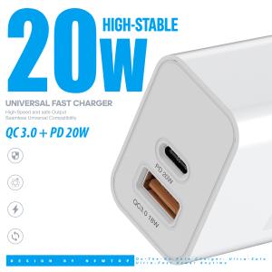 NEWTOP CM78 CARICATORE DA MURO QC 3.0 + PD 20W CON CAVO TYPE-C/LIGHTNING